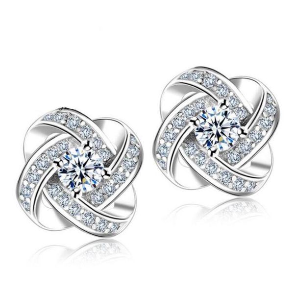 

stud eternal star 925 sterling silver jewelry not allergic fashion temperament high-end crystal earrings se402, Golden;silver