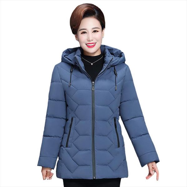 

plus size 5xl middle aged women winter short jacket 2020 hooded cotton coat women thick casual mother winter jacket parka, Black