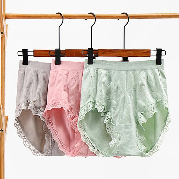 

women's panties seamless with high waist lace control abdomen cotton of large size underwear women plus briefs, Black;pink