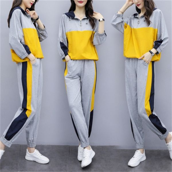 

female korean sets clothes with hood -women's casual outfits tracksuits of two year old garments women's attire to6q, White