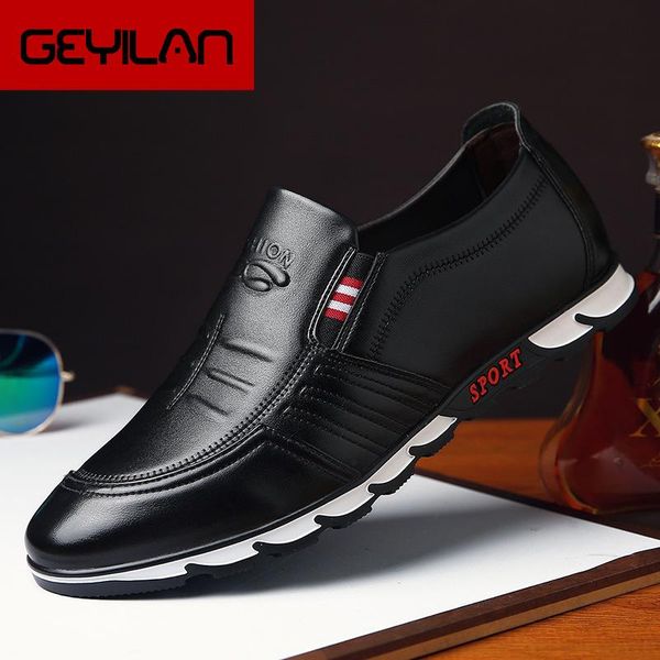

dress shoes fashion leather men casual loafers soft driving men's flat moccasins handmade chaussure homme 2021, Black