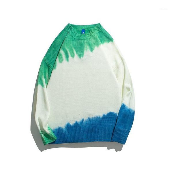 

men's sweaters harajuku tie dye contrast color pullover mens sweater oversize retro japanese streetwear knitted hip hop loose clothing1, White;black
