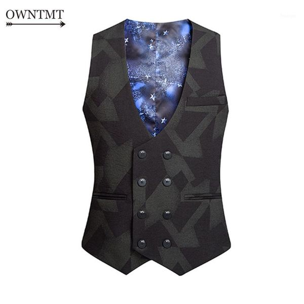 

dress vests for men slim fit men double-breasted suit vest spring autumn male waistcoat thin homme sleeveless business jacket1, Black;white