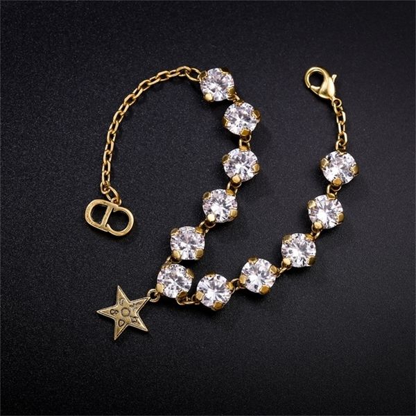 

85% off factory clearance family fashion five pointed star inlaid full diamond bracelet, Black