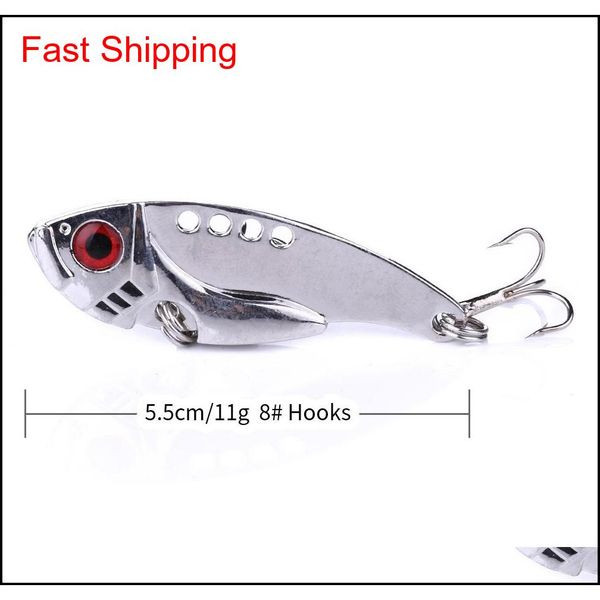 

12pcs blade metal vib fishing lures bait 5.5cm 11g 8#hooks sinking metal spoon fishing lures (v qylzcu bdepack2001