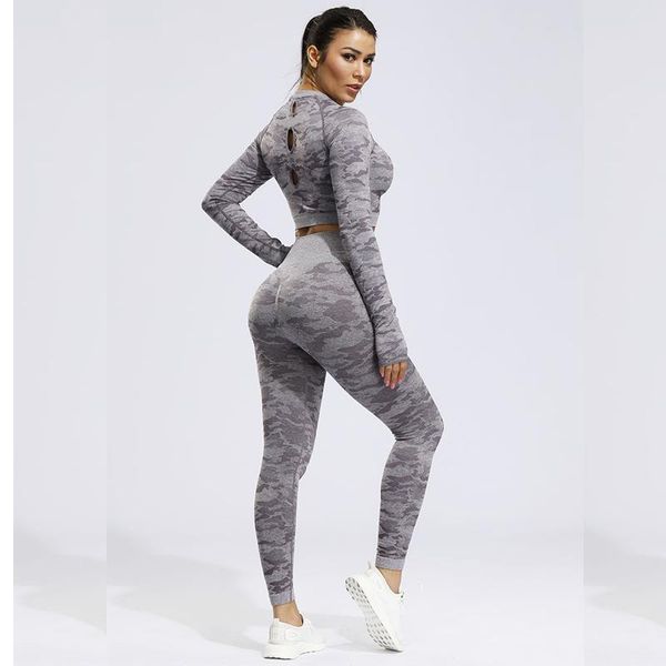 

2 pcs sports suits set women yoga sets gym fitness athletic pants camouflage leggings sportswear leggings seamless sports shirts, White;red