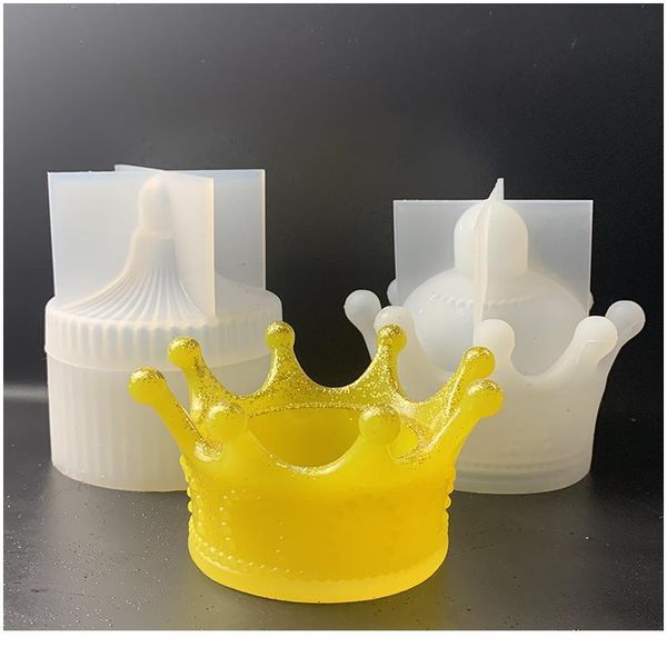 

round crown shape diy resin sile mould storage box for crystal resin epoxy box jewelry maki bbycmj, Black
