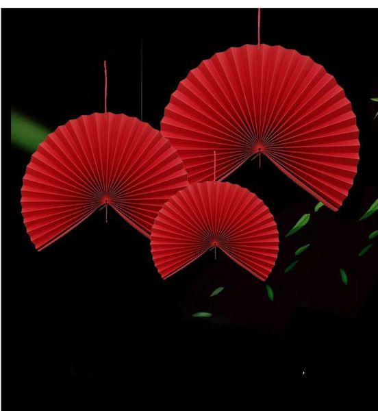 

party favor red china wind hanging fan folding window festive supplies wedding
