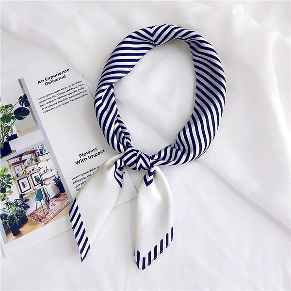 

7070cm new women silk scarf print hijab shawl foulard square head stylish female femme hair tie band neck wear bandana wmtefd bdesybag, Blue;gray