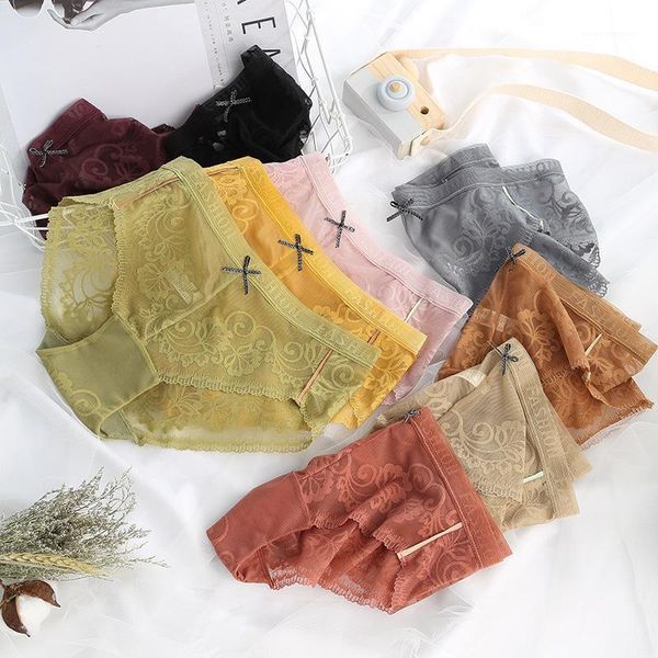 

lace seamless hollow women underwear transparent soft breathable low waist female panties high elasticity thin breifs1, Black;pink