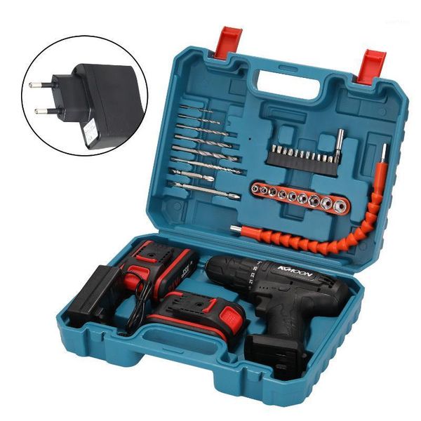 

21vf household multifuctional electric drill mini electric screwdriver rotation ways speed torques adjustable with two batteries1