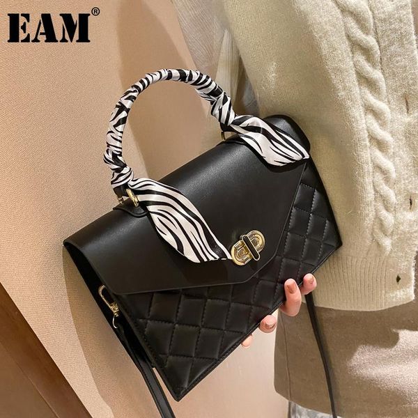 

eam] women new ribbons luxury quality pu leather flap personality all-match crossbody shoulder bag fashion tide 2021 18a1403