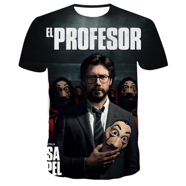 

la casa de papel money robbery paper house 3d print shirts hentai plus size anime men clothing
