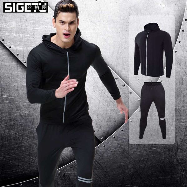 

zipper long sleeve sportswear black jacket fitness training casual running suit men, Gray