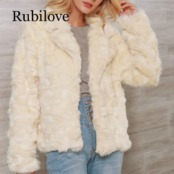 

fashion suit collar faux fur coat female autumn winter thick warm short style lapel jacket womens beige fluffy coats1, Black