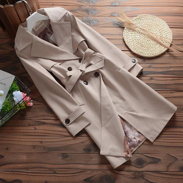 

fall trench coat women's 2020 new lapel double breasted with belt slim street overcoat splicing windbreaker women abrigos z8881, Tan;black