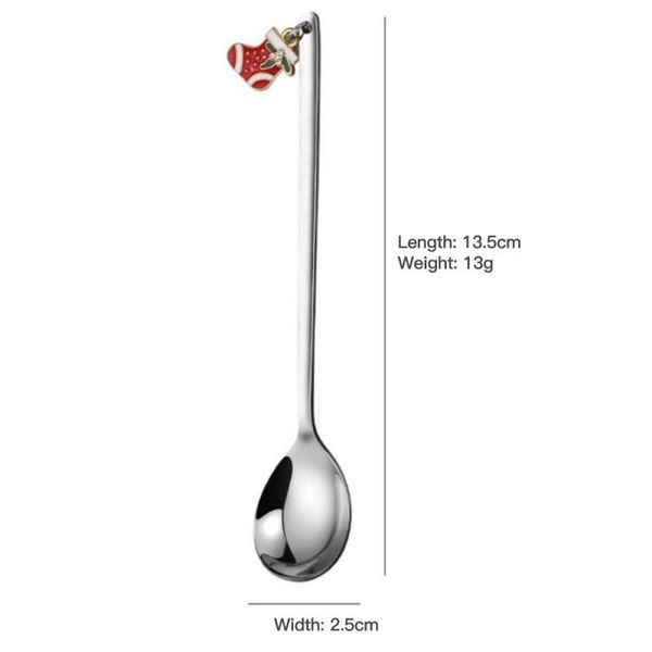 

1pc christmas spoon stainless steel christmas pendant creative stainless steel coffee spoon tableware home decorations h bbyljc