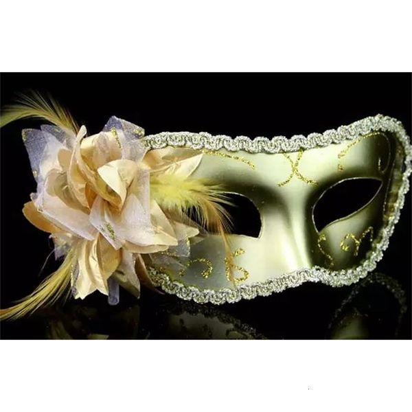 

masks fashion women hallowmas masquerade venetian eye with flower feather easter mask dance party holiday