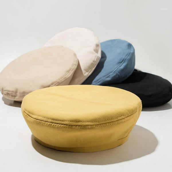 

2020 spring beret hats for women cotton solid color fashion retro thin painter cap hat female gorras vintage flat women hat1, Blue;gray