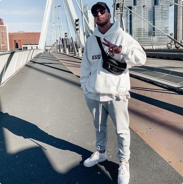 

fear of print hoody essentials pullover hoodies fleece glue god woman hoody men sweaters sports loose letters streetwear front wint ommr, Black