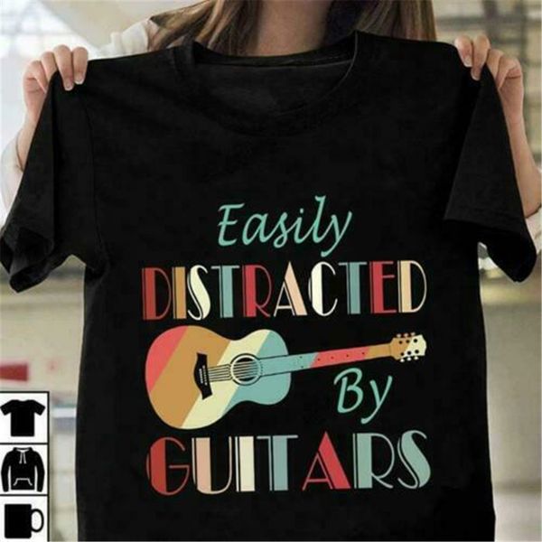 

easily distracted by guitars men t-shirt cotton s-3xl pure cottonÂ tee shirt sport hooded sweatshirt hoodie