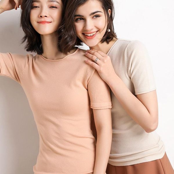 

soft round neck sweaters and pullovers for women cashmere crimping short sleeve spring autumn blouse female brand jumper1, White;black