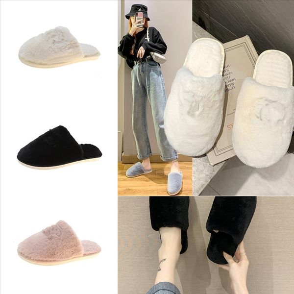 

qdamt winter slippers warm plush women men couple shoes cute comfortable home indoor furry slippers slipper plush soft, Black