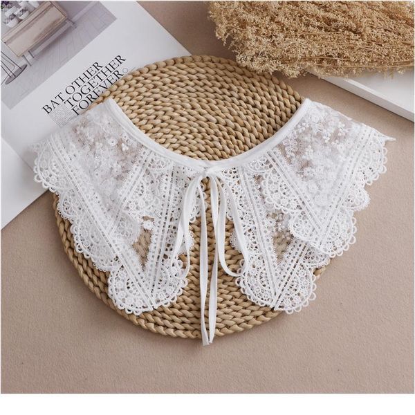 

women fake collar white color lace hollow out detachable collar small shawl decorative shirt collar woman clothes acc jllvmp, Blue;red