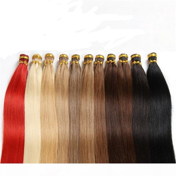 

vmae brazilian 0.5g strand 50g natural brown blonde straight keratin fusion pre bonded i tip remy human hair extensions, Black
