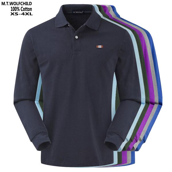 

2020 autumn men's long sleeve 100% cotton xs-4xl casual solid color polos shirts fashion mens, White;black