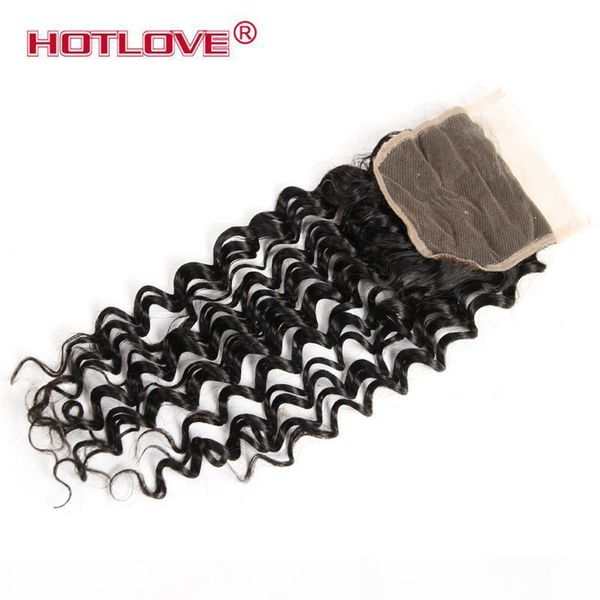 

4x4 brazilian peruvian malaysian indain virgin hair lace closure deep wavehair lace closure with baby hair middle 3 wavy, Black