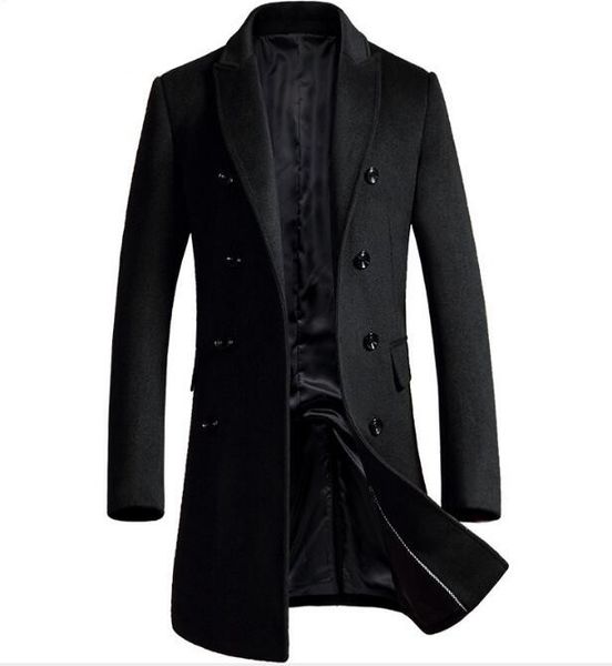 

2021 new mode men's pure lazer color threatened long reach thread pane of mixtures wool dust coat men 0v9c, Tan;black