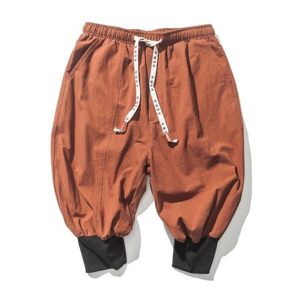 

wide leg pants men's radish pants 2021 summer new men's capris loose hanging chinese style shorts, Black