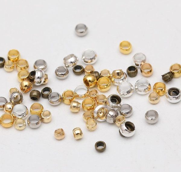 

500pcs dia 2mm-4mm copper crimp ball end beads metal gold /silver big hole ser spacer beads for jewel wmtoar bdegarden