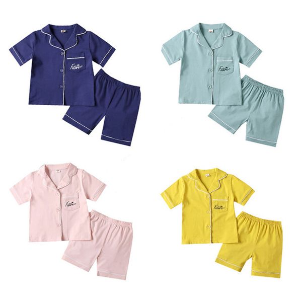 

saileroad 2020 children pajamas for girls cotton short pyjamas kids pijama infantil boys sleepwear child home wear clothes suits lj200814, Blue;red