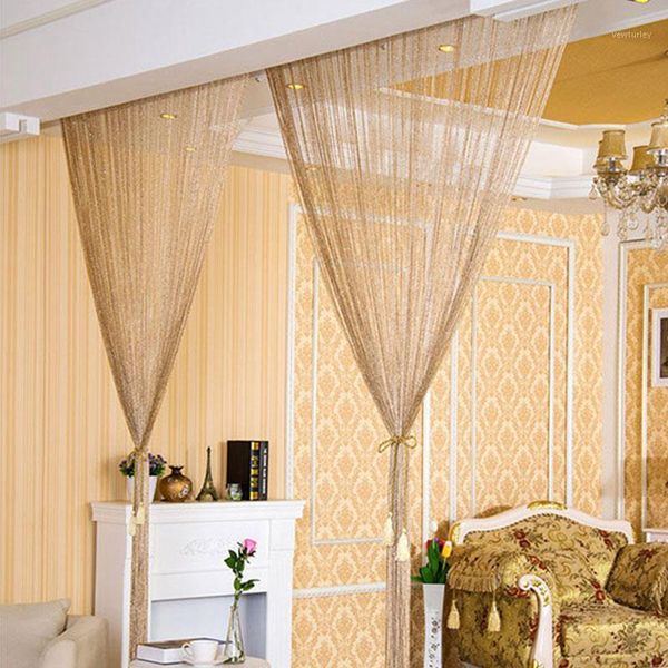 

curtain & drapes 2.9x2.9m shiny tassel flash silver line string window door divider sheer curtains valance home decoration 461
