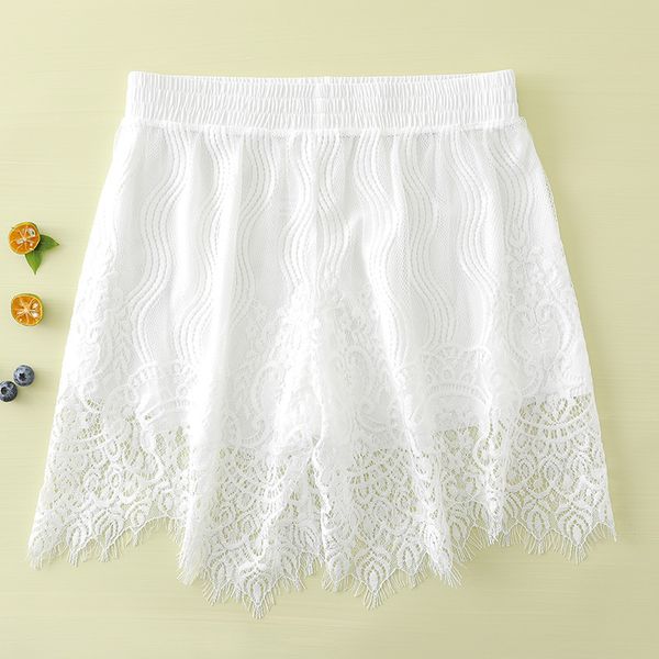 

short women summer breathable shorts eyelash lace panties fashion women's safety underwear exterior wear only, White;black