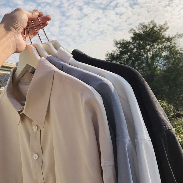 

2021 casual oversize autumn new woman loose long sleeve solid color shirts men's classic fashion blouse 4glx, Black