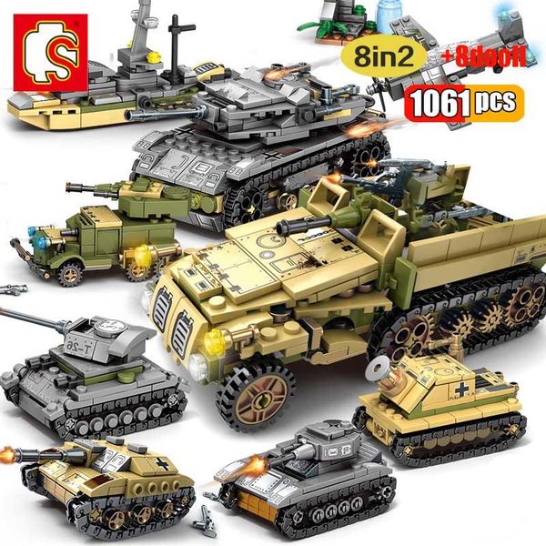 

sembo 1061pcs military technic iron empire tank building blocks set weapon war chariot creator army ww2 soldiers kids brick toy qyldez