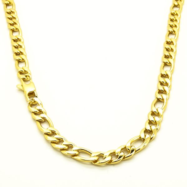 

6mm width figaro chain 100% stainless steel necklace 18k gold plated choker retro jewelry t and co 18 - 36 inches waterproof, Silver