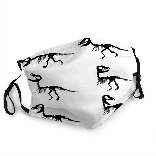 

unmouth mask face cover skeleton tyrannosaurus rex dinosaur in silhouette style
