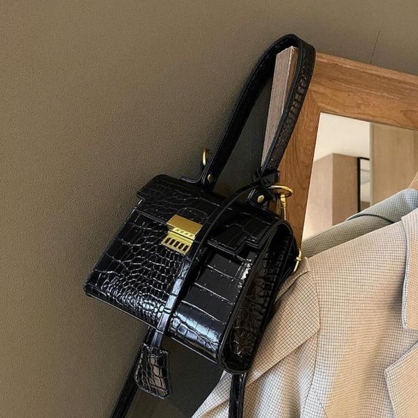 

cross body crocodile pattern mini tote bag 2021 fashion high-quality pu leather women's designer handbag lock shoulder messenger