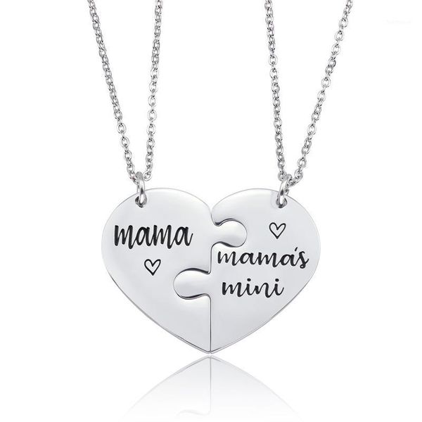 

2pcs/set titanium steel pendant necklace silver color chain necklace mother's baby mother's day gifts1