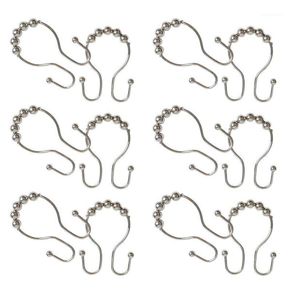 

hooks & rails 12 pcs practical bath rollerball stainless steel shower curtain glide rings convenient home bathroom accessories1