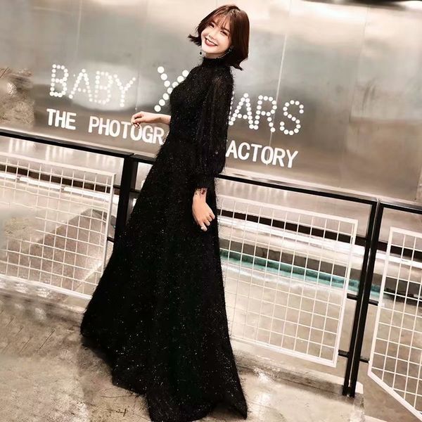 

2021 new "elegant black evening sleeves women ballet long feast tea dressed as a fiesta boda" 3sfu, Black;red