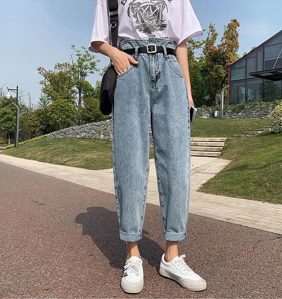 

summer new high waist wide leg fashion casual style jeans women pants drop shipping good quality, Blue