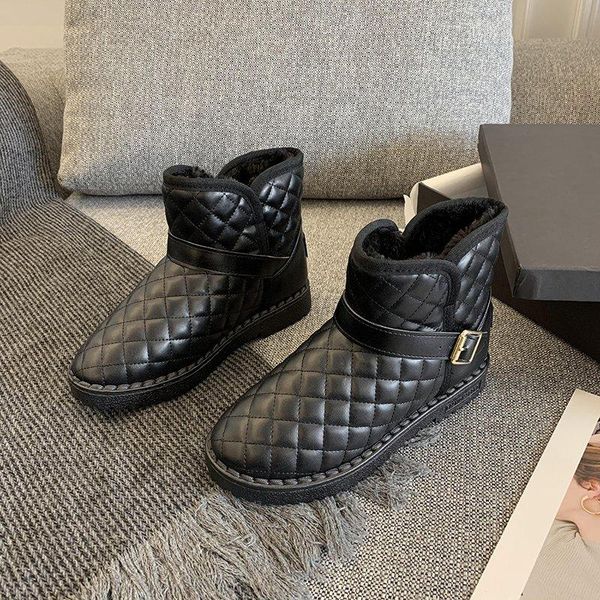

women boots plus velvet warm cotton shoes waterproof non slip flat snow boots female 2020 new autumn winter casual short, Black
