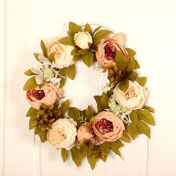 

decorative flowers & wreaths artificial flower wreath wall window door hanging garland wedding fake silk berry christmas decor gift1