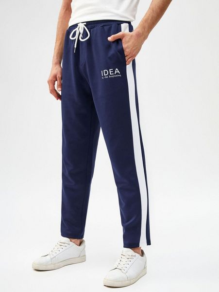 

men slogan graphic drawstring sweatpants b9br#, Black