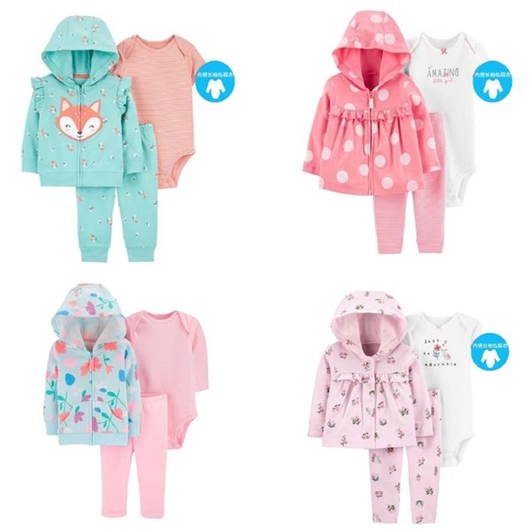 Baby girl vestiti giacca a manica lunga manica lunga + bodysutit + pantalone abbigliamento neonato outfit nuovo nato inverno 2020 costume autunnale LJ201023